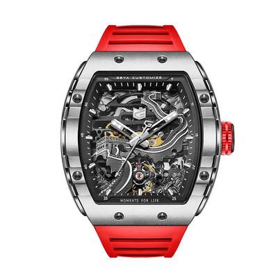 格雅双面镂空酒桶型男士机械手表