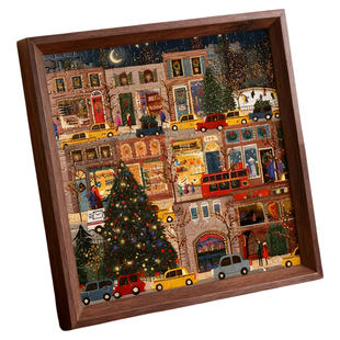 galison圣诞冬灯拼图相框画框架挂墙装裱500 1000片50*50拼图裱框