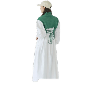 Ungrid冬季优雅休闲通勤高领背部系带针织连衣裙两件套1124103019