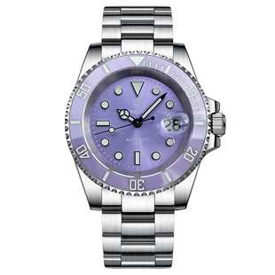 STEELDIVE精钢潜水手表夜光防水自动机械商务紫色陶瓷圈水鬼NH35