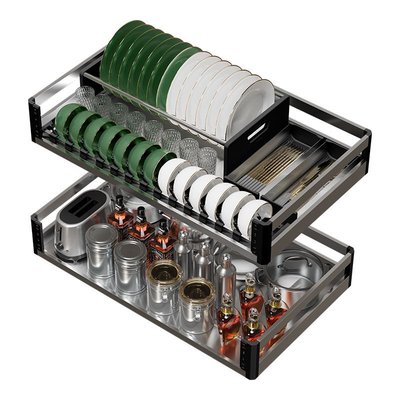 悍高304不锈钢抽屉式多层碗碟篮