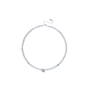 Neverfar海洋系列渊贝集月光螺海蓝宝白水晶串珠项链女款天然水晶