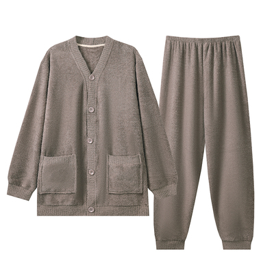 芬腾可安半边绒睡衣男士冬季男款加厚加绒家居服秋冬款保暖珊瑚绒