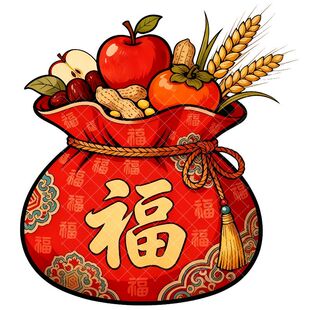 五谷丰登福字招财丰收喜庆贴画冰箱贴入户门贴卧室墙上墙面玻璃