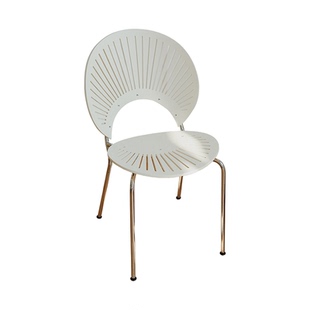 北欧实木贝壳椅奶油风餐桌椅设计师轻奢白色餐椅法式中古家用椅子