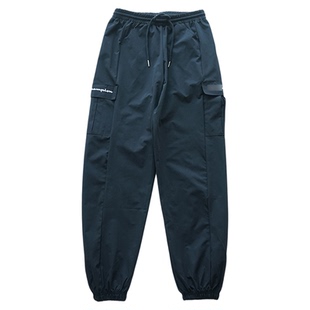 多口袋运动休闲裤男女款新款黑色长裤K166男裤女裤