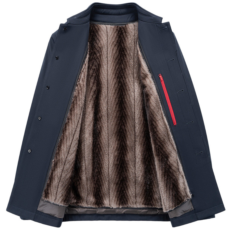 【金貂绒+羽绒内胆】皮尔卡丹中老年加绒外套男加厚双内胆羽绒服