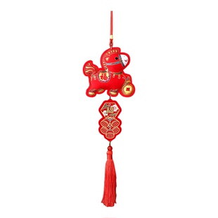 马年生肖挂件2026新年装饰过年春节铃铛风铃毛绒吉祥物挂饰室内