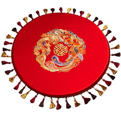 红色轻奢高级感高端流苏结婚跪垫