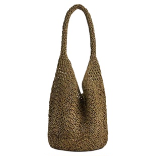 韩版时尚ins单肩草编包新款手工草包编织包度假风沙滩包百搭女包