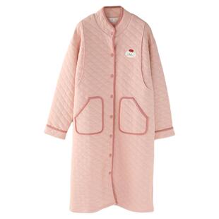 富朵春秋睡裙纯棉加厚保暖月子裙孕妇产后空气棉睡袍夹棉家居服