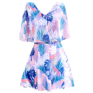 特步保守游泳衣女士2026年新款显瘦连体裙式小胸聚拢度假海边泳装