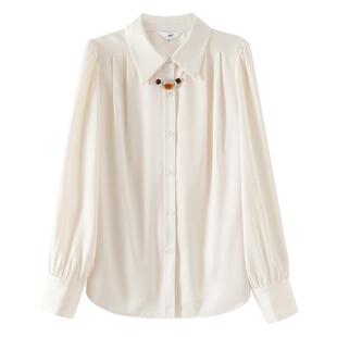 【琥珀流光】OSA欧莎哑光缎面长袖衬衫设计感2026春新款通勤衬衣