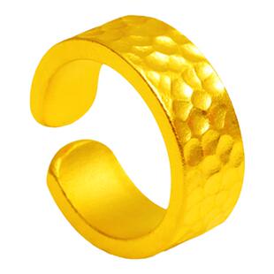 黄金戒指男女款足金999款宽面开口龙鳞指环送男友父亲礼物可刻字