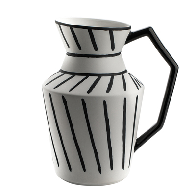 设计师黑白色条纹陶瓷软装饰品