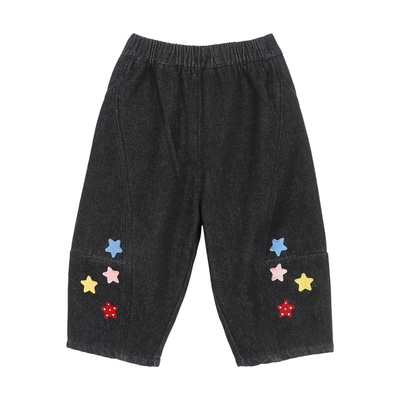 小O爸男婴童 宝宝加绒牛仔裤男童秋冬季星星直筒婴儿柔软深色裤子