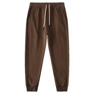 碳素磨毛紧密自发热手抓一体绒 480g咖啡色螺纹收口保暖厚实卫裤