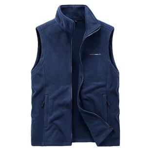 摇粒绒马甲男秋冬季双面抓绒衣背心宽松大码加绒保暖立领坎肩外套