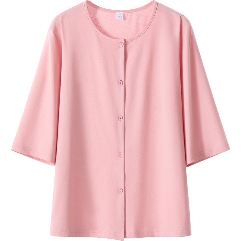 春夏妈妈中袖开衫女纯棉家居服