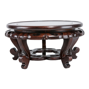 榆木底座圆形实木盆栽花瓶工艺品摆件奇石头鱼缸花盆景托架子底托