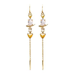 鬼才设计师精致锆石镶嵌耳钉时尚百搭款耳环耳饰长款复古超长夸张