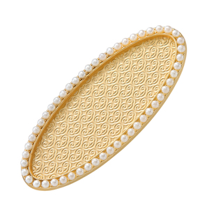 非遗宋锦diy简约珍珠镶钻几何纹理发夹女边夹刘海夹发饰底胚配件