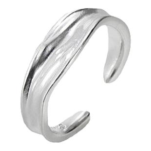 通体S925纯银肌理感纹理不规则戒指环开口女款设计感小众气质韩版