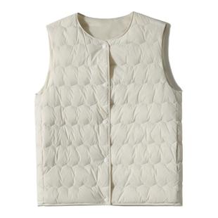 2025秋冬新款轻便鹅绒羽绒马甲女外穿背心高端内胆马夹变圆领V领