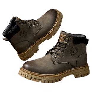 海澜之家马丁靴男款2026新款休闲厚底增高踢不烂大黄靴工装加绒冬