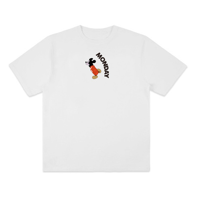 ins小众青春可爱搞怪创意MONDAY米老鼠纯棉白色T恤学生减龄短袖