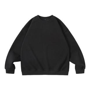 420g重磅黑色基础圆领卫衣男生2025春秋季男套头外套长袖内搭宽松