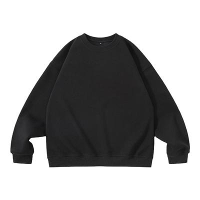 宽松休闲黑色套头圆领卫衣