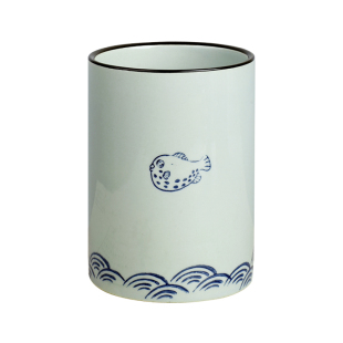 毛笔笔筒陶瓷创意可爱多功能中国风复古笔盒桌面收纳大容量毛笔筒