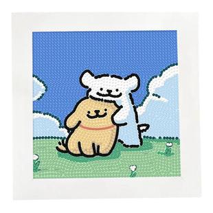新款线条小狗diy钻石贴画钻石画儿童玩具女孩砖石手工礼物
