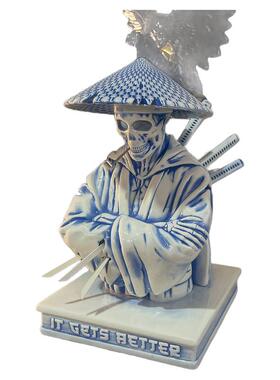 Mighty Jaxx斗笠骷髅武士香炉nbhd日潮陶瓷家居摆件装饰品香薰炉