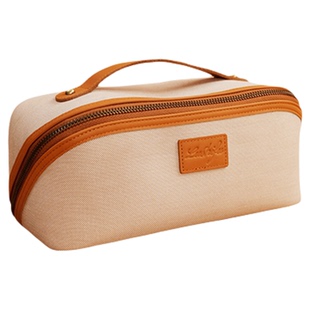 鹿师傅真皮化妆包女外出便携高端大容量2025新款分区手提收纳包