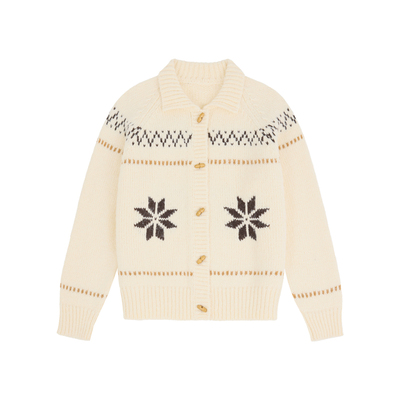 MISAZ雪花费尔岛保暖牛角扣开衫