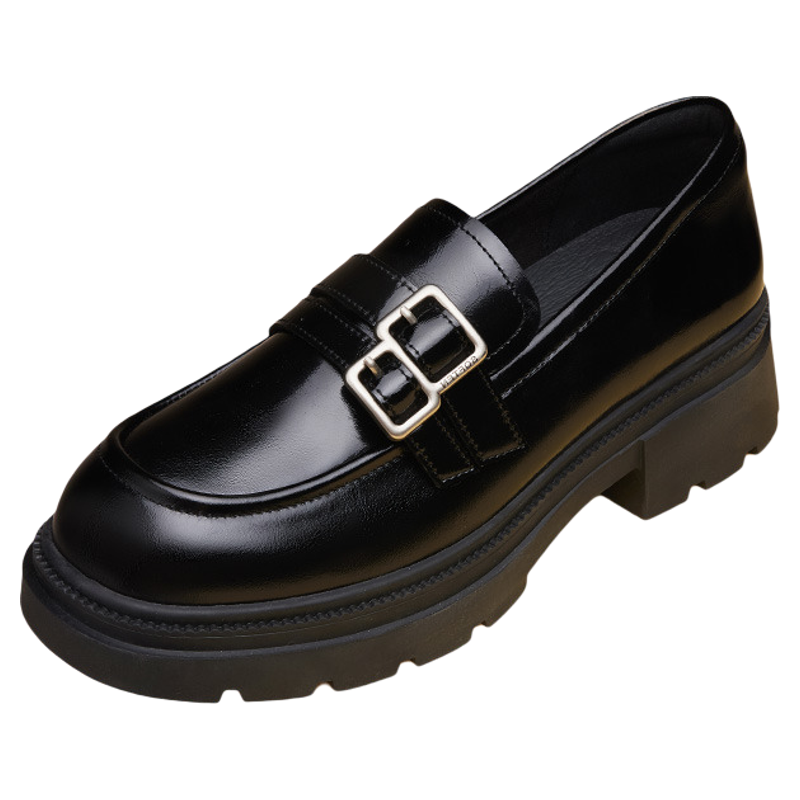 【暗夜鸢尾】百思图2025春商场新款英伦乐福鞋女厚底单鞋TFW93AA5