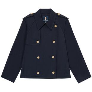 【挺括垂顺】暇步士女装春季双排扣短款风衣宽松显瘦通勤外套