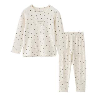 小黑托尼昵纯棉女童保暖内衣套装罗纹弹弹棉秋衣裤睡衣保暖居家服