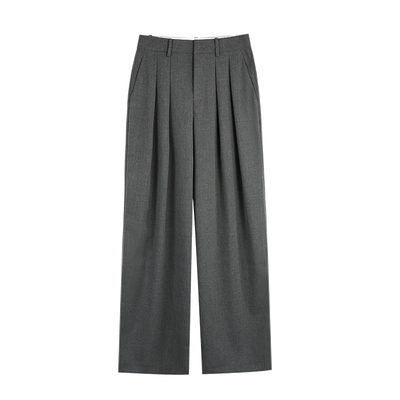 直筒阔感西装长裤前腰双褶