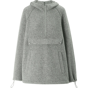 IIIVIVINIKO秋季新款宽松羊毛连帽套头卫衣外套女C430306379B