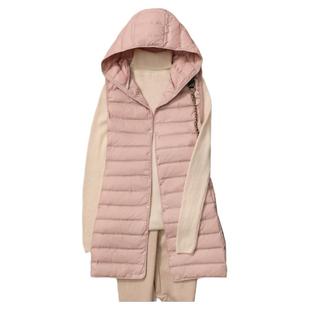 优衣无缝轻薄羽绒马甲女中长款秋冬2025新款百搭外穿背心连帽外套