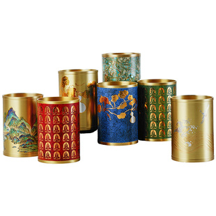 荣宝斋黄铜笔筒贝壳纹大号实心黄铜镶嵌铜笔筒大容量创意轻奢高级感学生桌面办公室收纳金属毛笔收纳筒