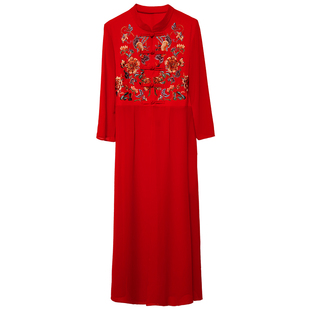 国风刺绣过膝长款外披风衣民族风开衫外套女士气质新中式汉服外搭