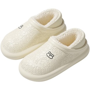 保暖月子鞋踩屎感防滑水棉拖鞋女士秋冬季包跟居家用情侣毛绒棉拖