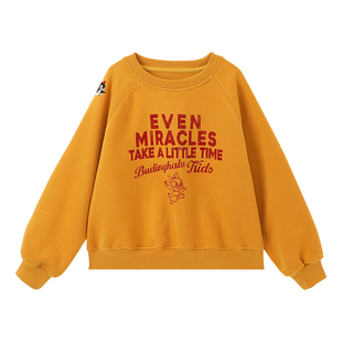 布丁哈鲁童装秋装女童上衣2026春秋新款儿童美式复古休闲印花卫衣