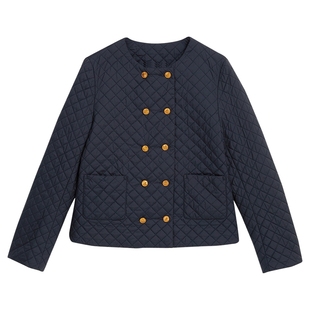 YINER音儿女装秋季时尚蚕丝棉服法式廓形休闲短外套