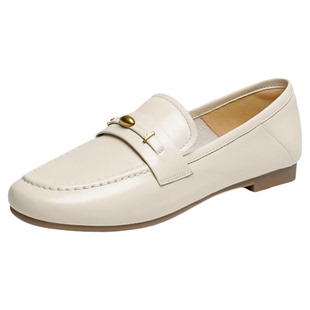 红蜻蜓乐福鞋女2026春新款女鞋超软羊皮平底皮鞋白色软底通勤单鞋