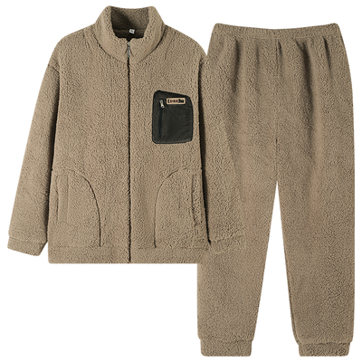 芬腾可安法兰绒男士睡衣男款秋冬季加厚保暖珊瑚绒家居服加绒冬款